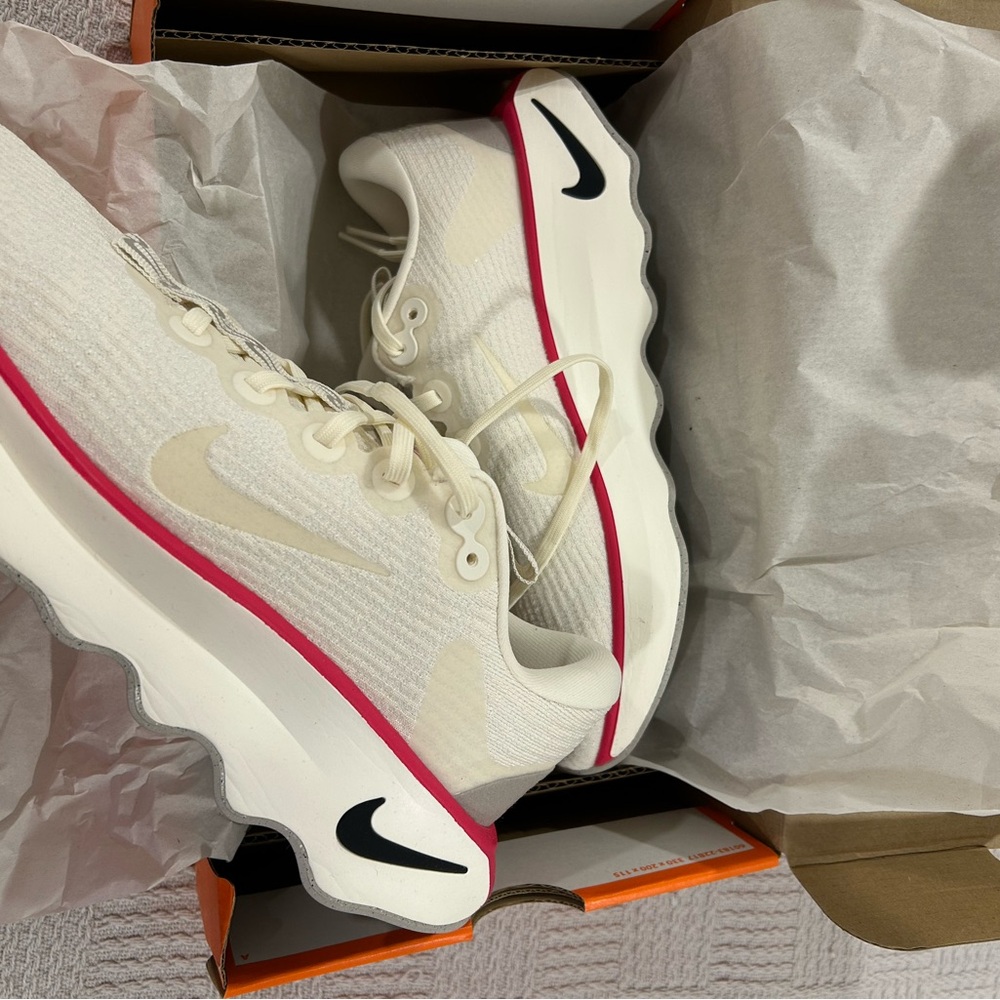 Nike Women's Pale Ivory and Pink Sneakers - Picture 3 of 5